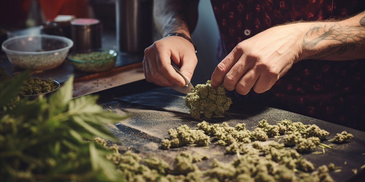 A Person Preparing Cannabis Buds For Medicine