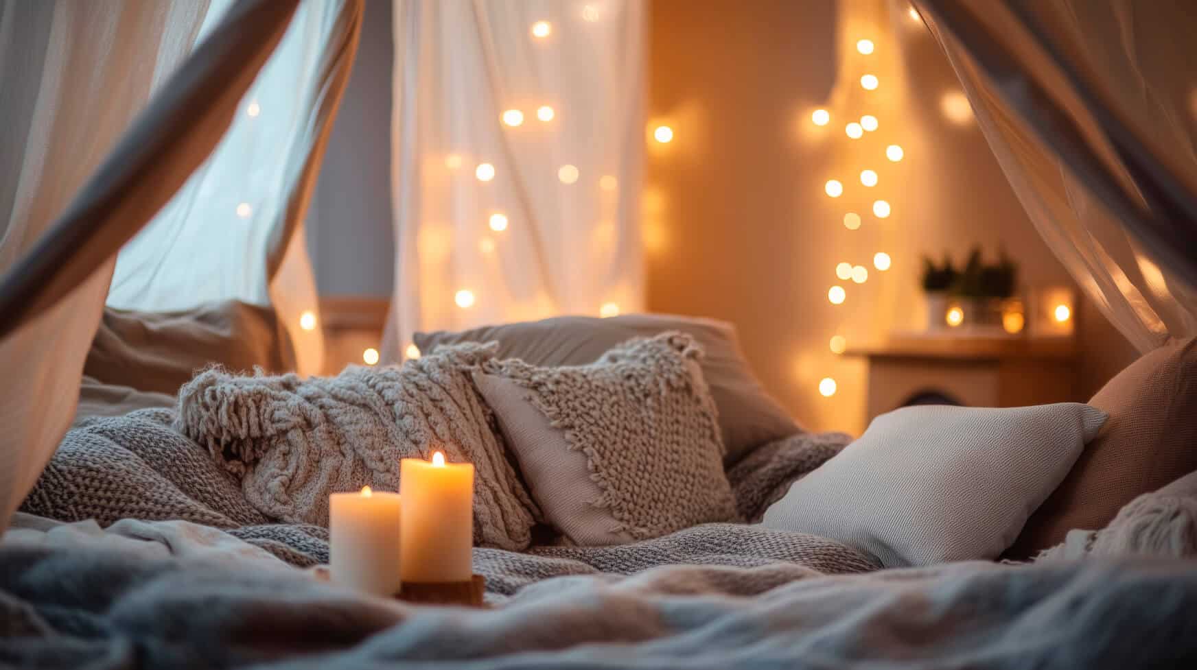 Candles On The Bed Cozy Bedroom